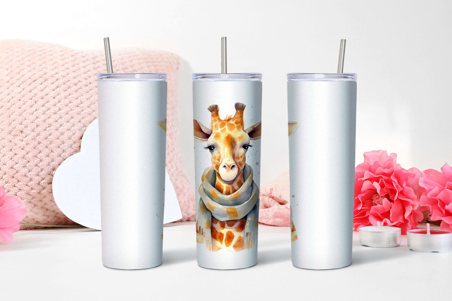 Watercolor Cute Giraffe Tumbler Wrap 20 oz (2748118)