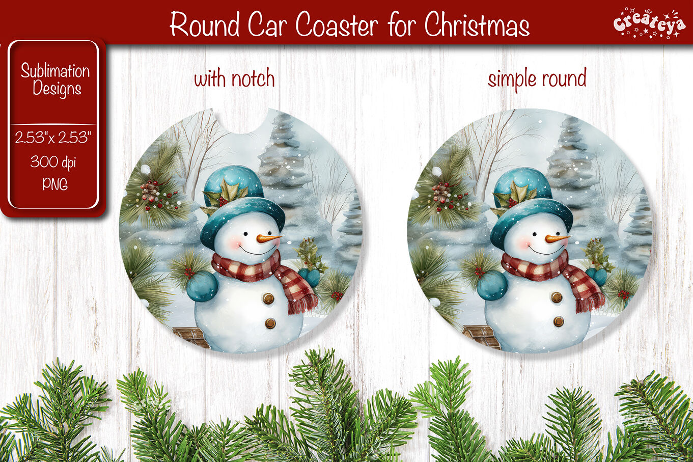 Textures Wood Car Coaster Blanks Sublimation PNG