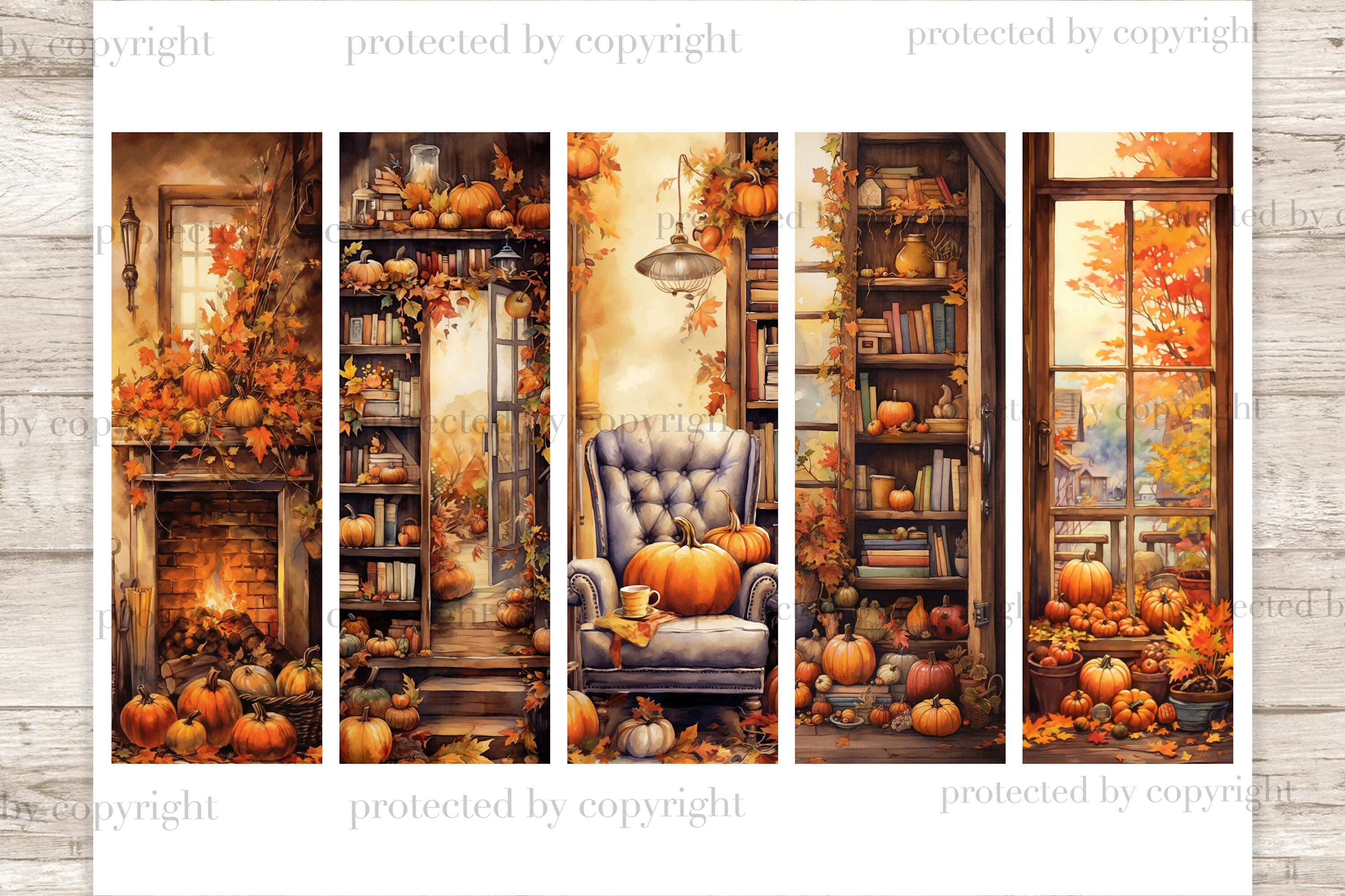 Autumn Reading Printable Bookmarks, Bookmark Sublimation By GlamArtZhanna