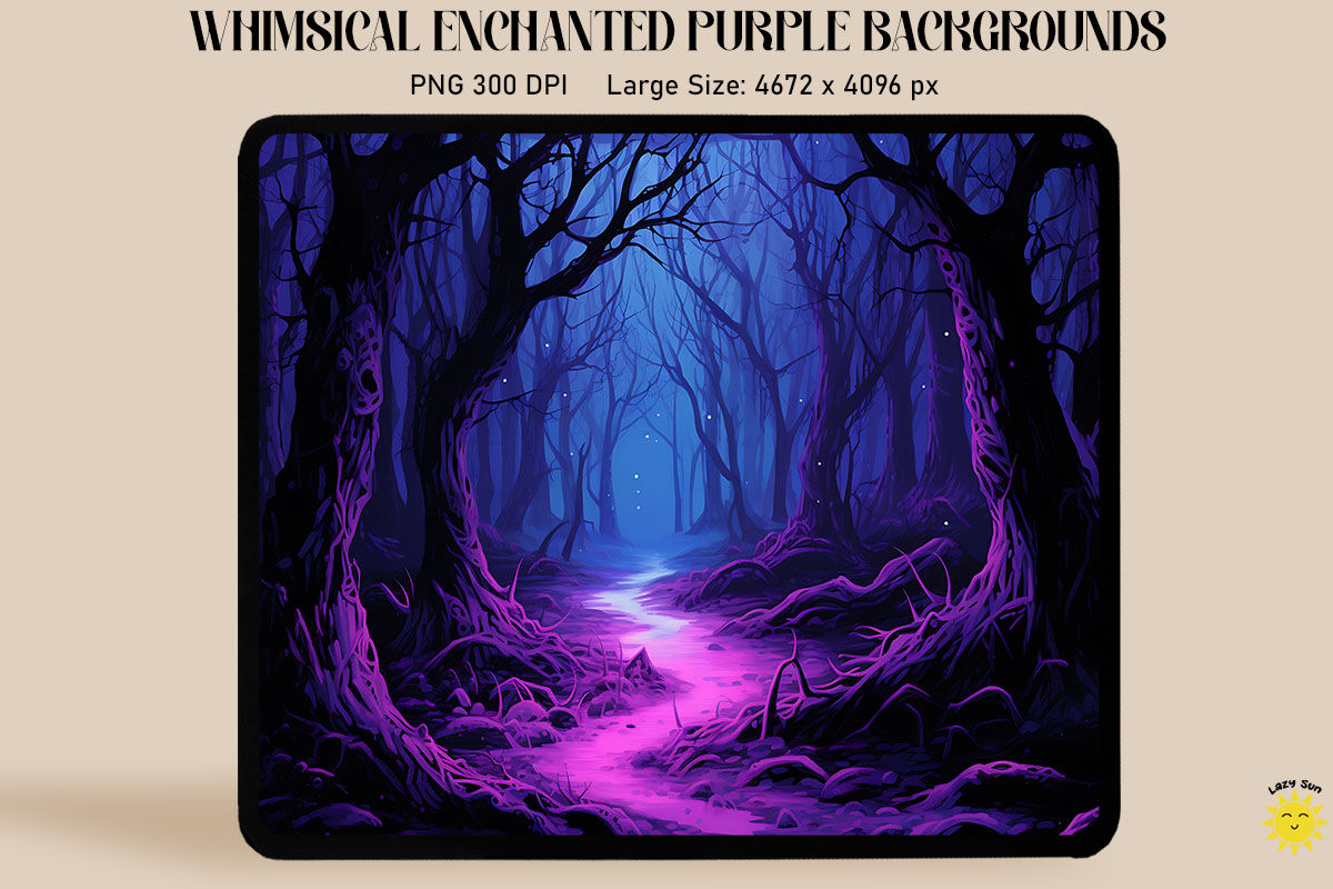 Dark Neon Purple Spooky Forest By Mulew Art