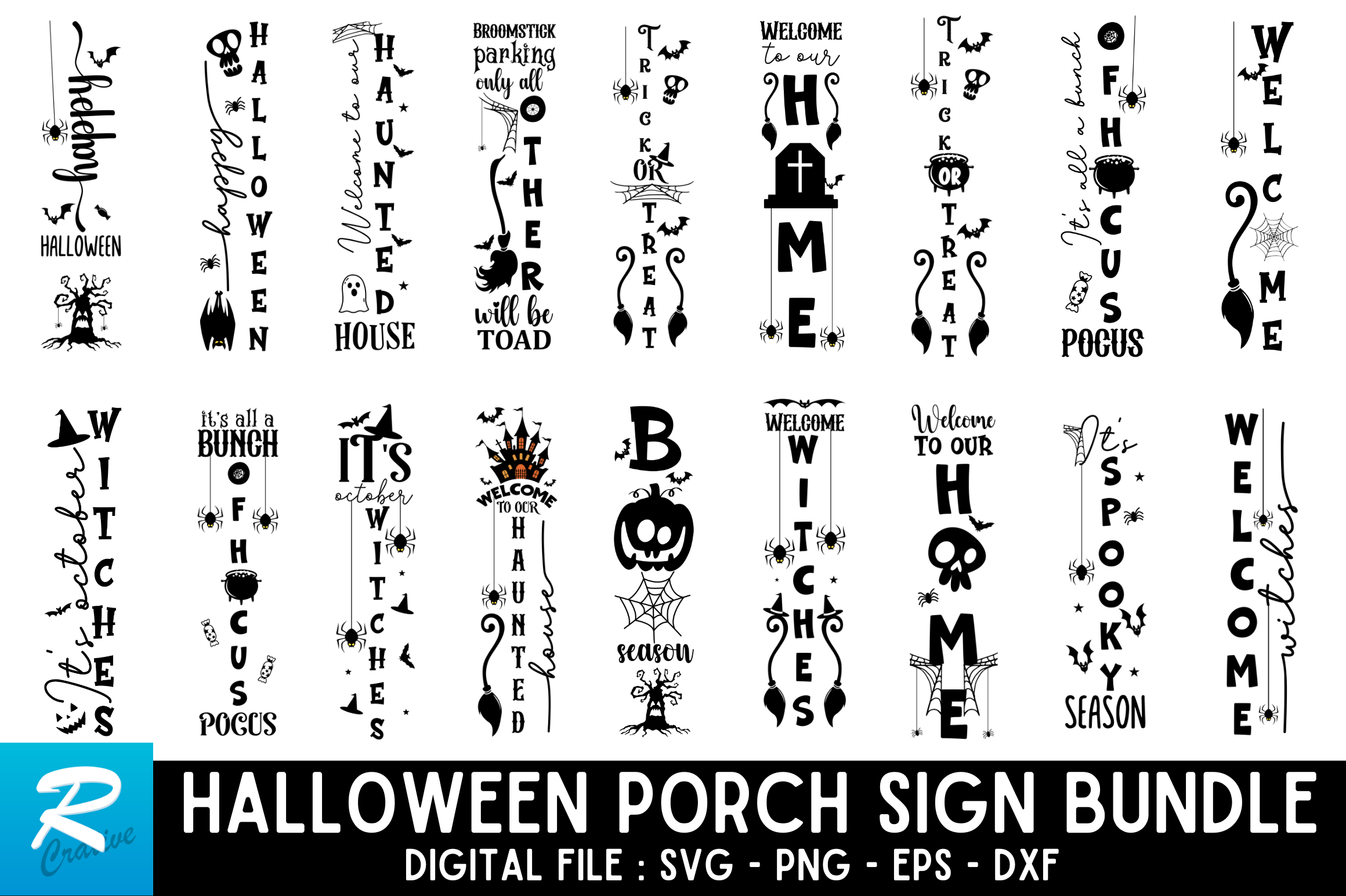 Halloween Porch Sign SVG Bundle By Regulrcrative | TheHungryJPEG