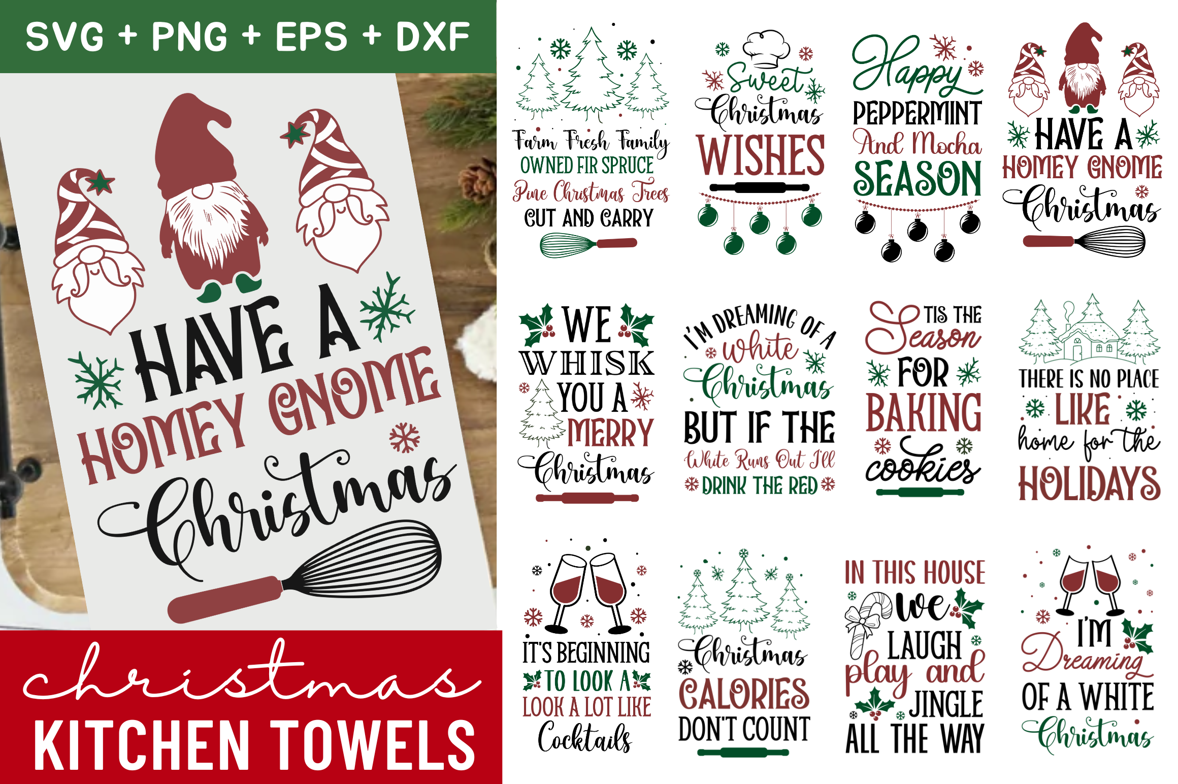 Christmas Kitchen Towels SVG Bundle Graphic by Regulrcrative · Creative  Fabrica