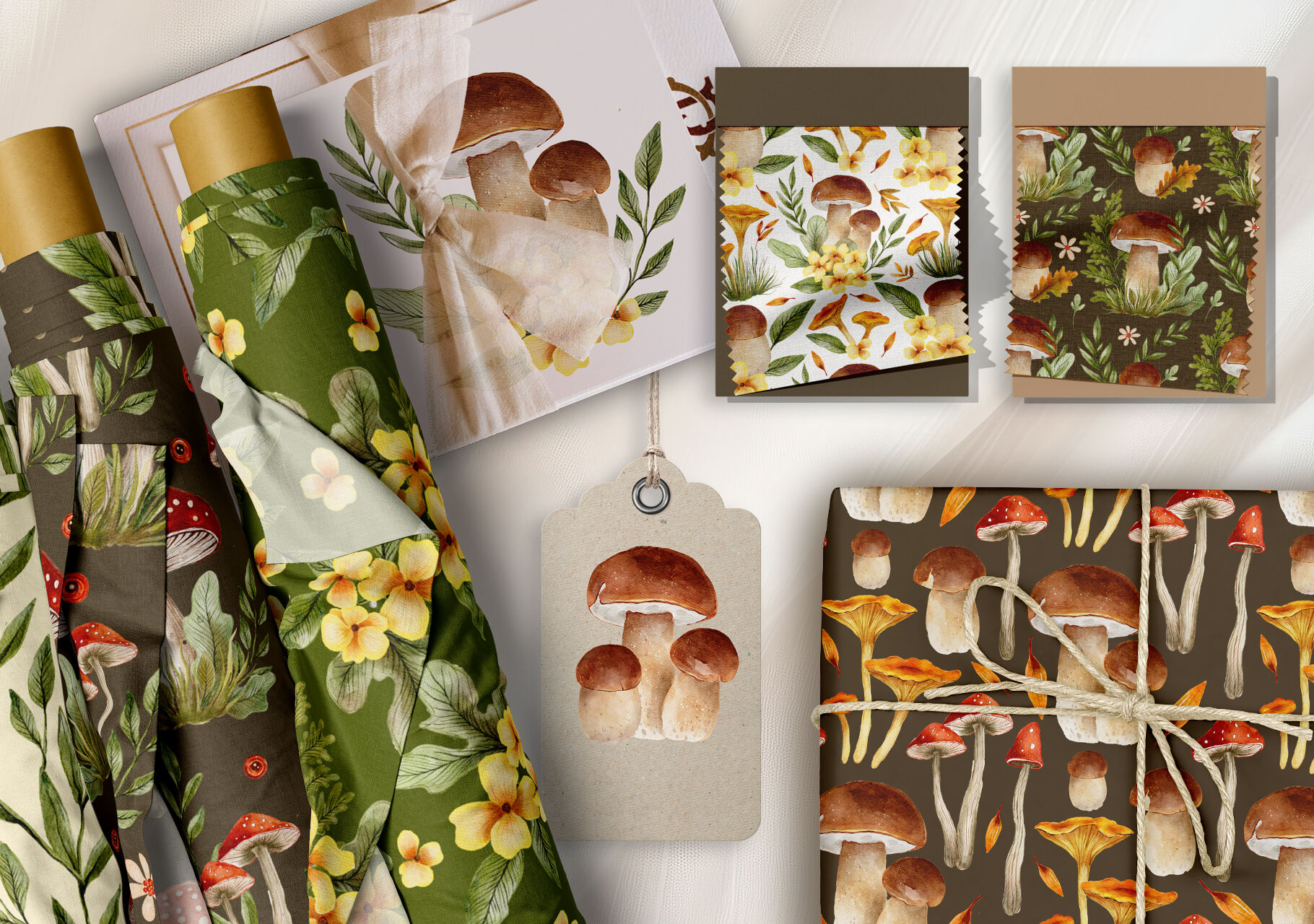 Rustic Woodland Watercolor Woodsy Mushroom Forest Wrapping Paper Sheets -  Moodthology Papery