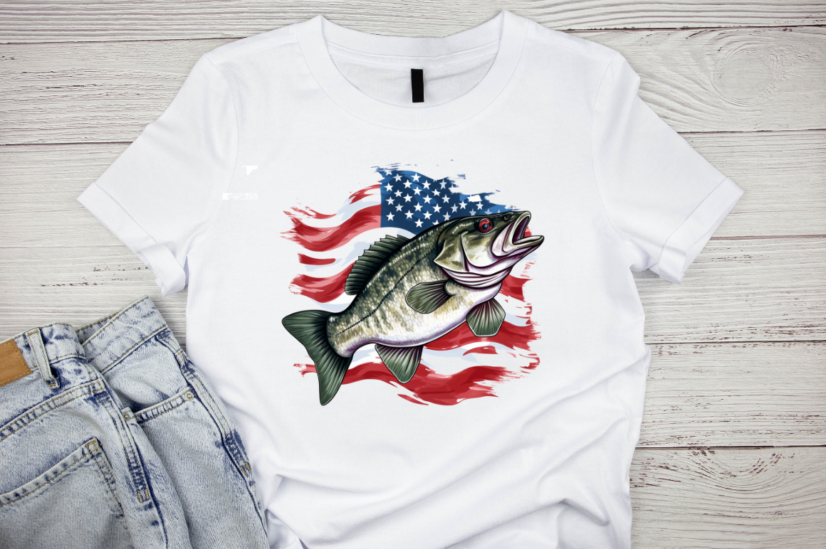 Bass Fish with American Flag Sublimation By Regulrcrative