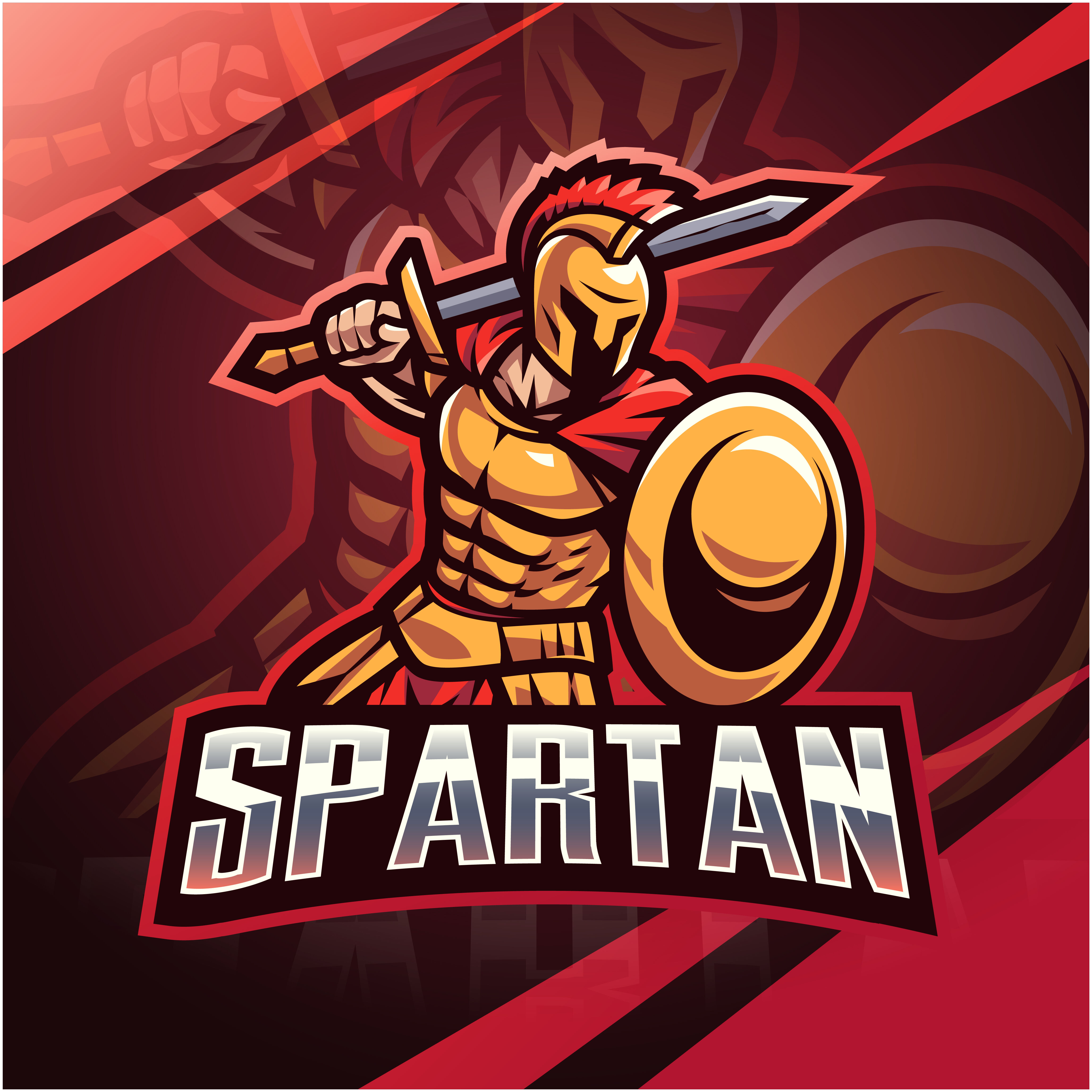 Spartan esport mascot logo design By Visink | TheHungryJPEG