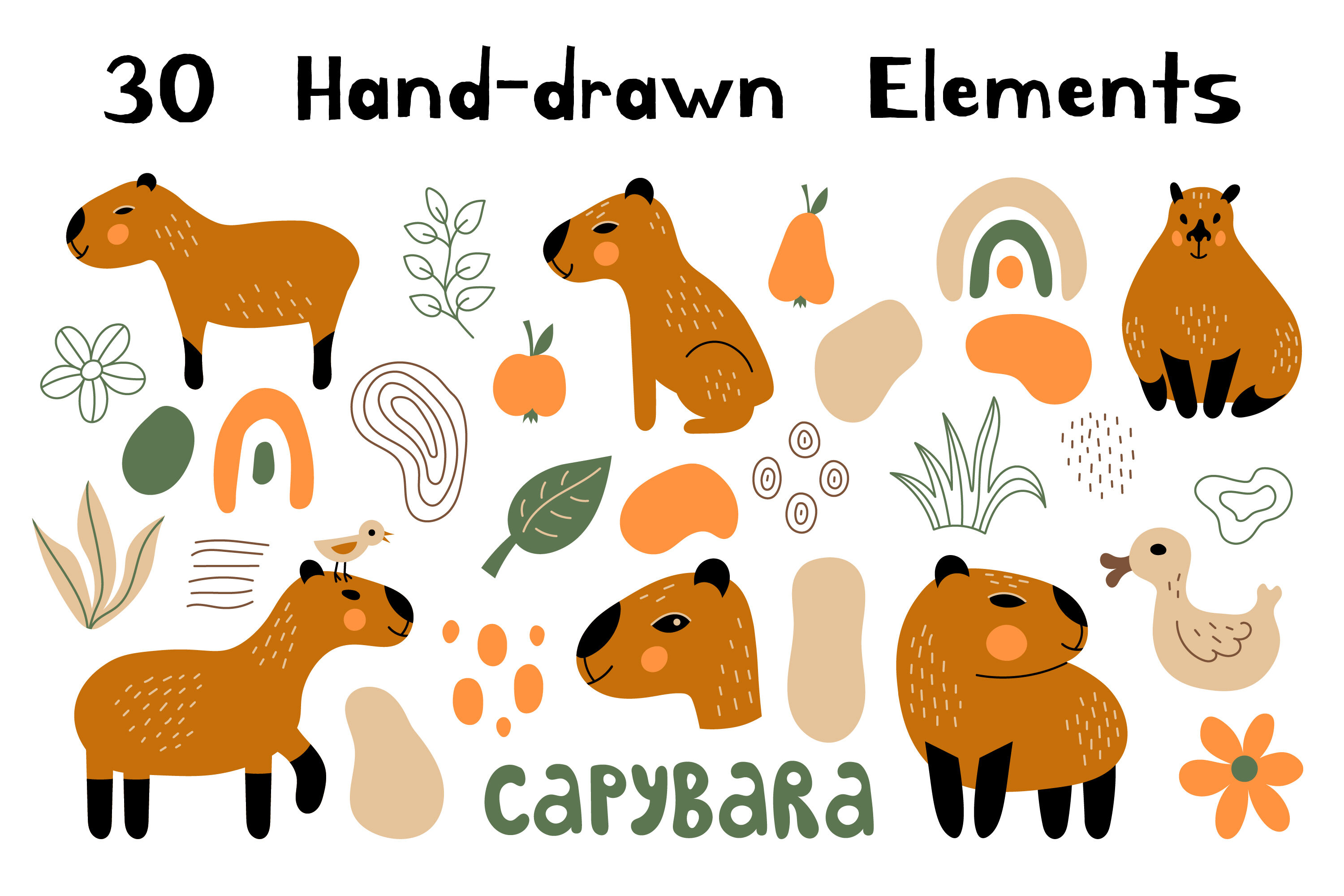 Capybara Animal Print Modern Kids Art Unique Baby Gift Animals in