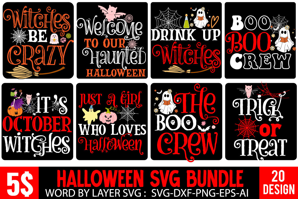 Halloween T-Shirt Design Bundle, Halloween SVG bundle By Rana Creative