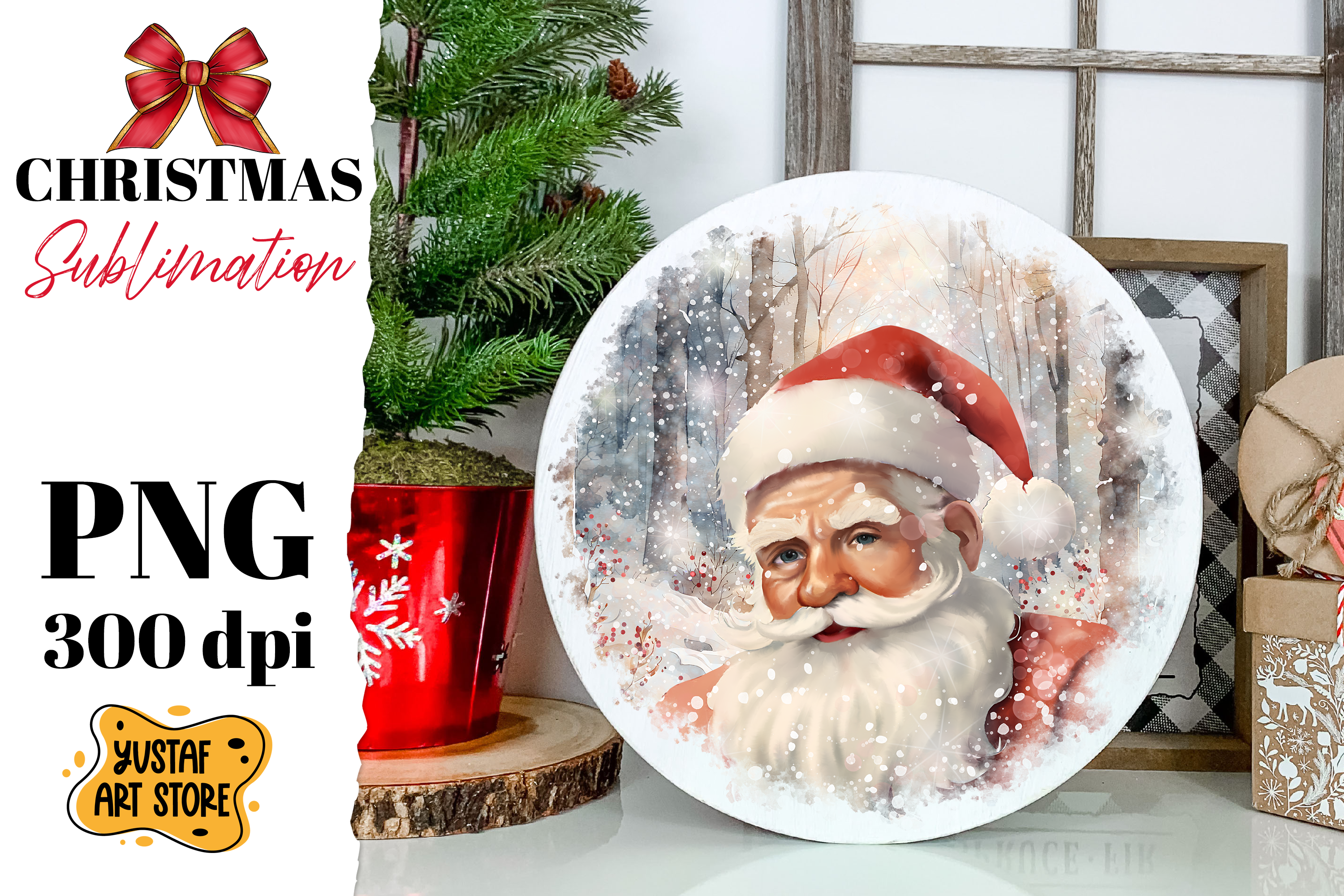 Christmas sublimation Christmas ornaments with winter forest
