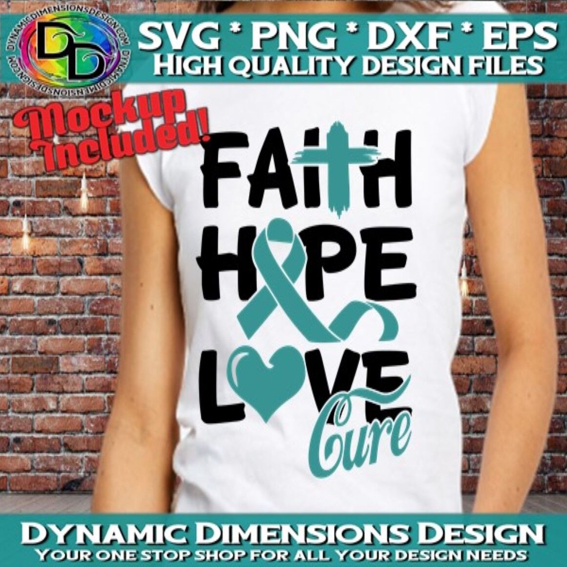 Faith Hope Cure, HOPE, Teal Ribbon, Cervical Cancer Ribbon, Awareness ...