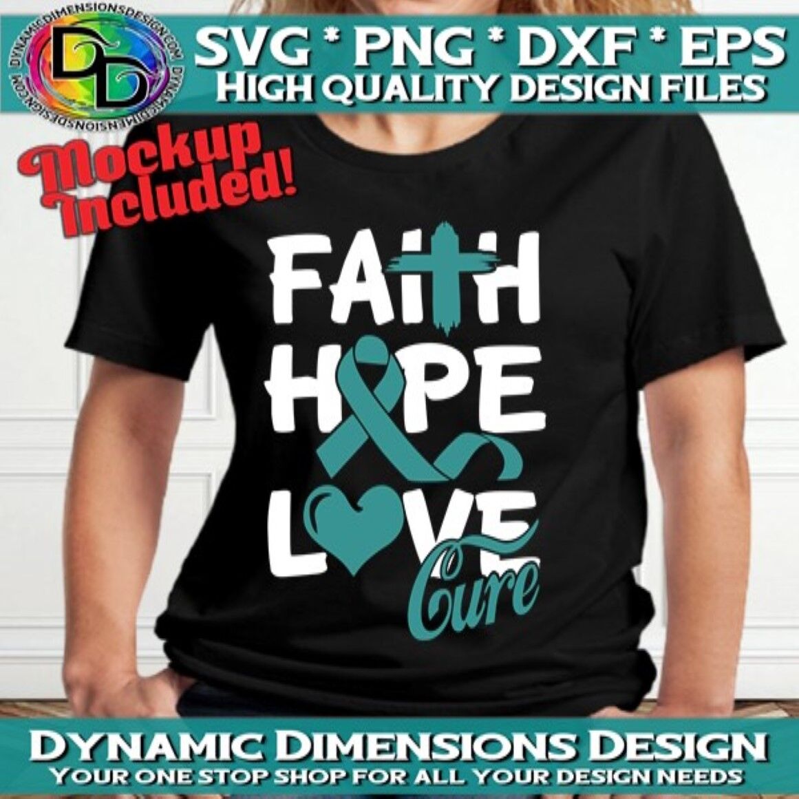 Faith Hope Cure, HOPE, Teal Ribbon, Cervical Cancer Ribbon, Awareness ...