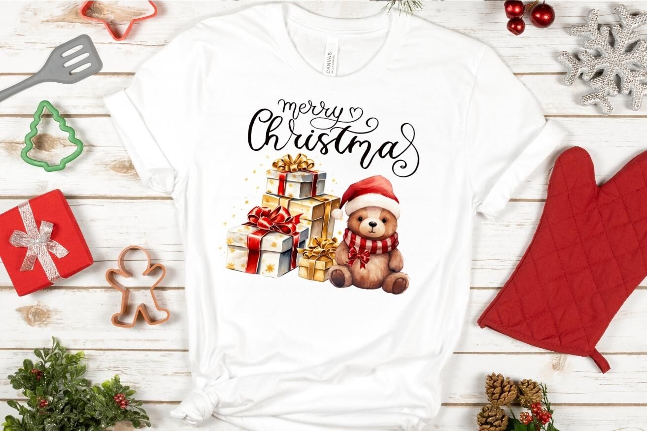Christmas Scene Bear with Gifts Sublimation PNG Designs By Tanya Kart ...