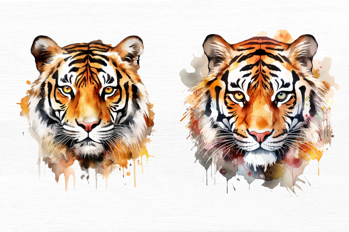Watercolor Tiger Clipart By Regulrcrative | TheHungryJPEG