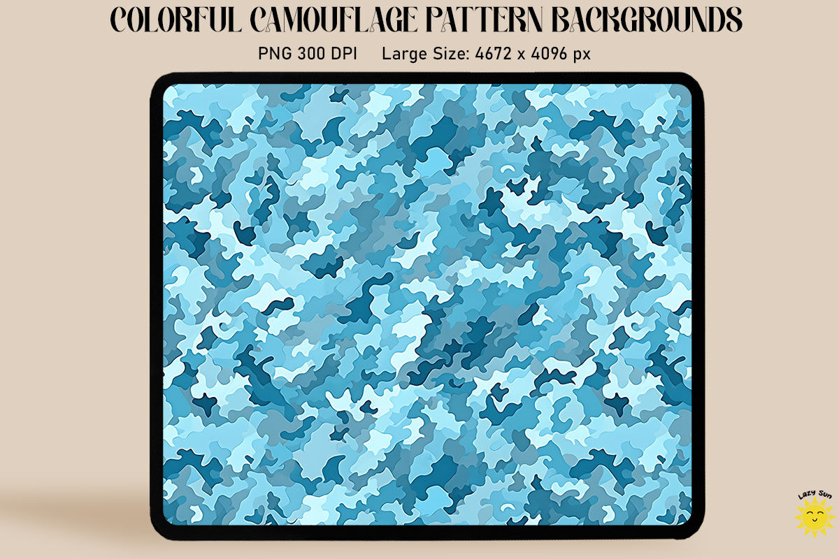 Cyan Camouflage Patterns Background By Mulew Art