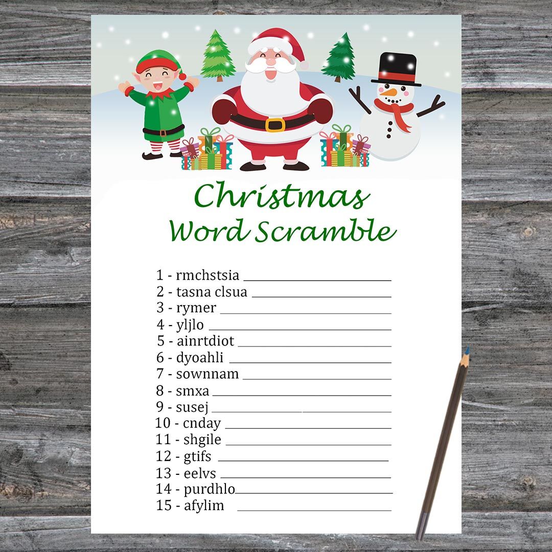 Santa Claus Christmas card,Christmas Word Scramble Game Printable By ...