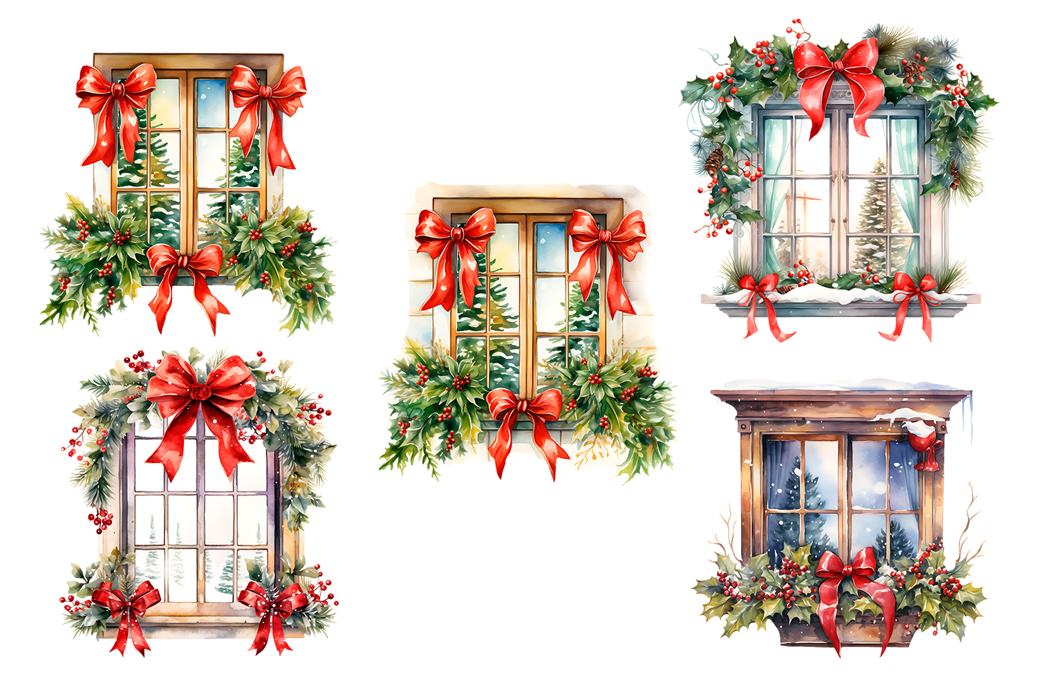 Watercolor Christmas Window PNG Clipart By Elenazlata_Art | TheHungryJPEG