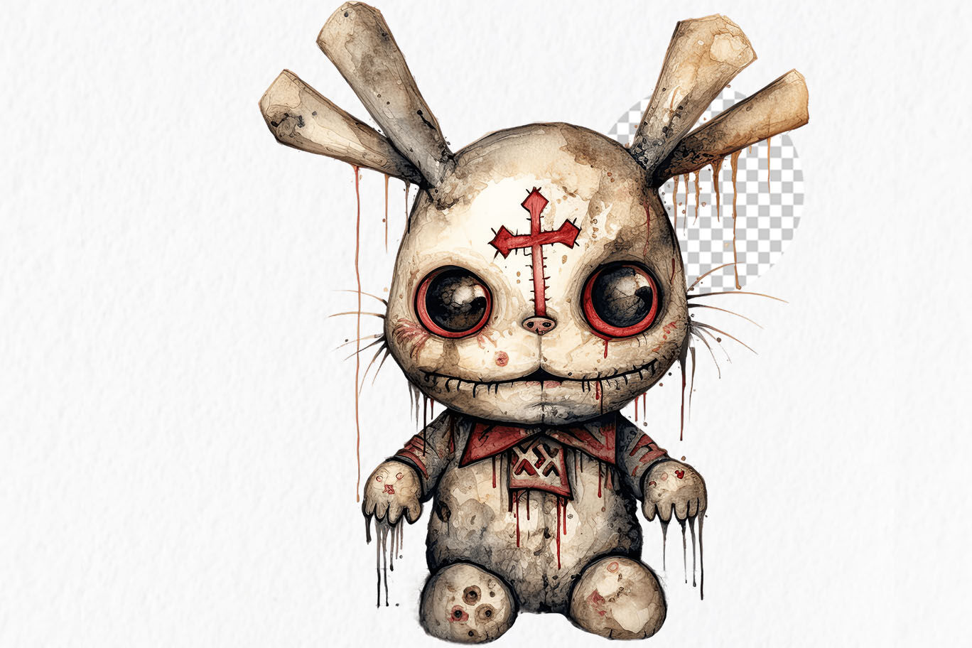 Creepy toys Watercolor Clipart PNG