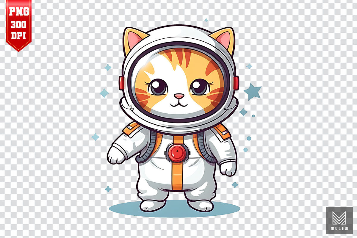 Astronaut Domestic Shorthair Cat Clipart By Mulew Art | TheHungryJPEG