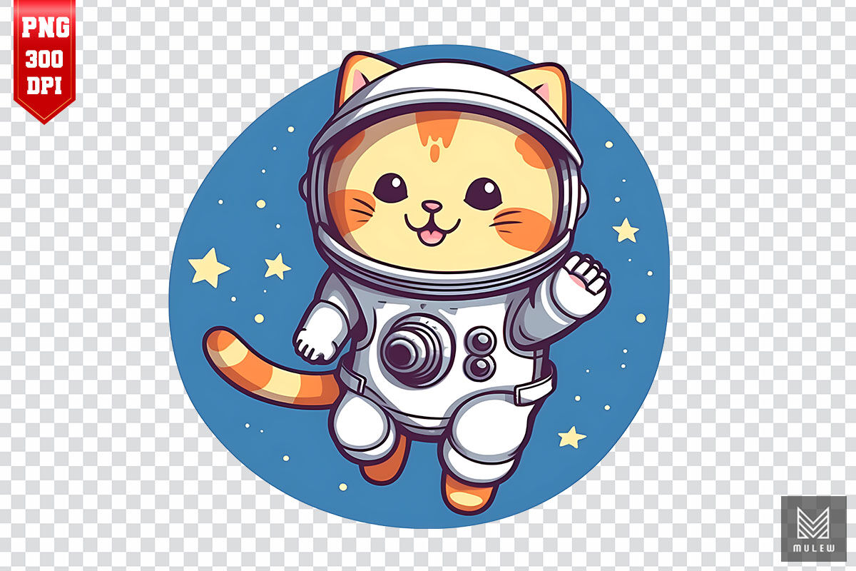Cute Cartoon Astronaut Cat Clipart By Mulew Art | TheHungryJPEG