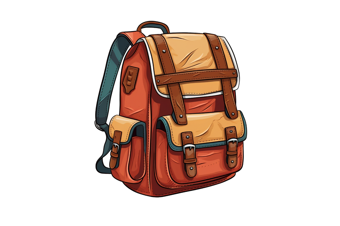 Hand draw illustration of a school bag with stationery objects - stock  vector 2197148 | Crushpixel
