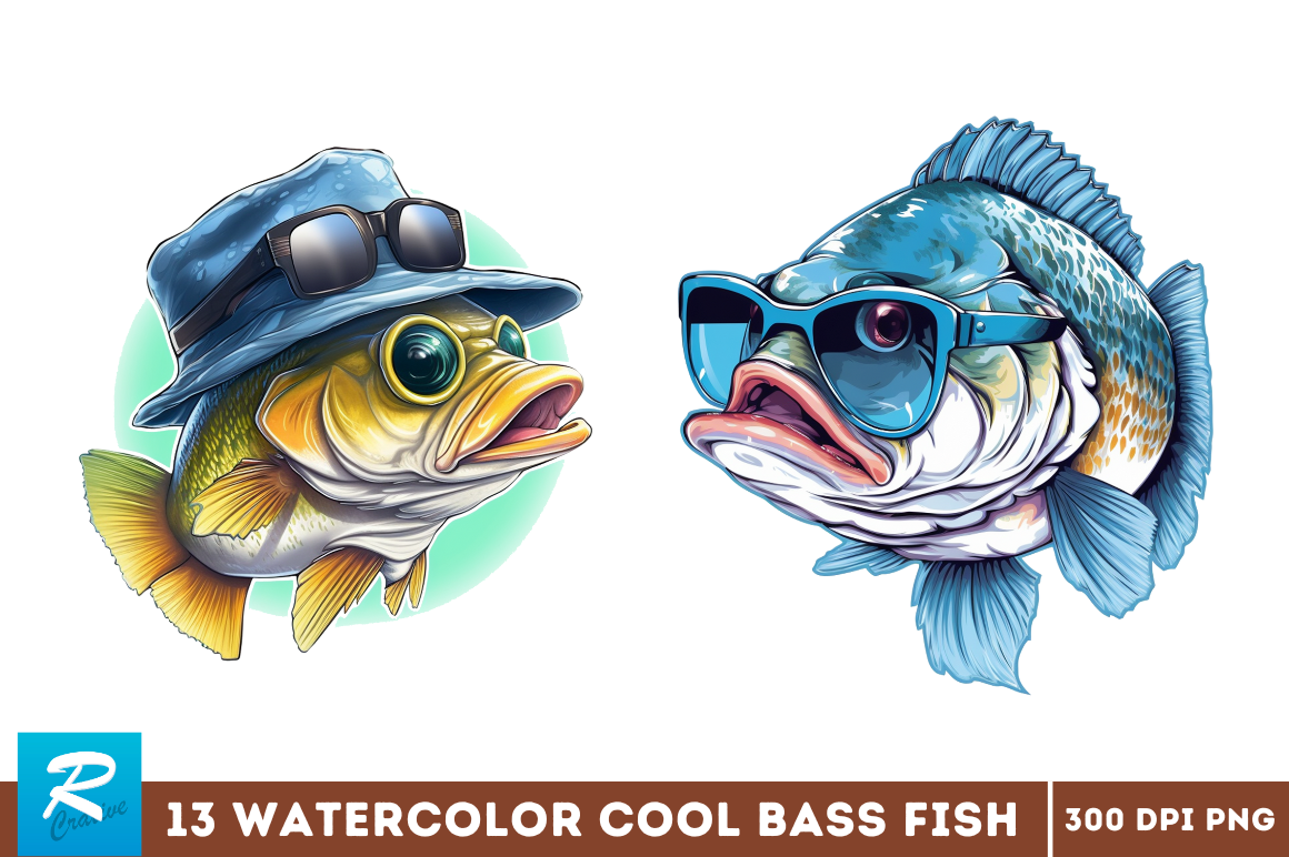 Cool Bass Fish Sublimation Clipart Bundle By Regulrcrative