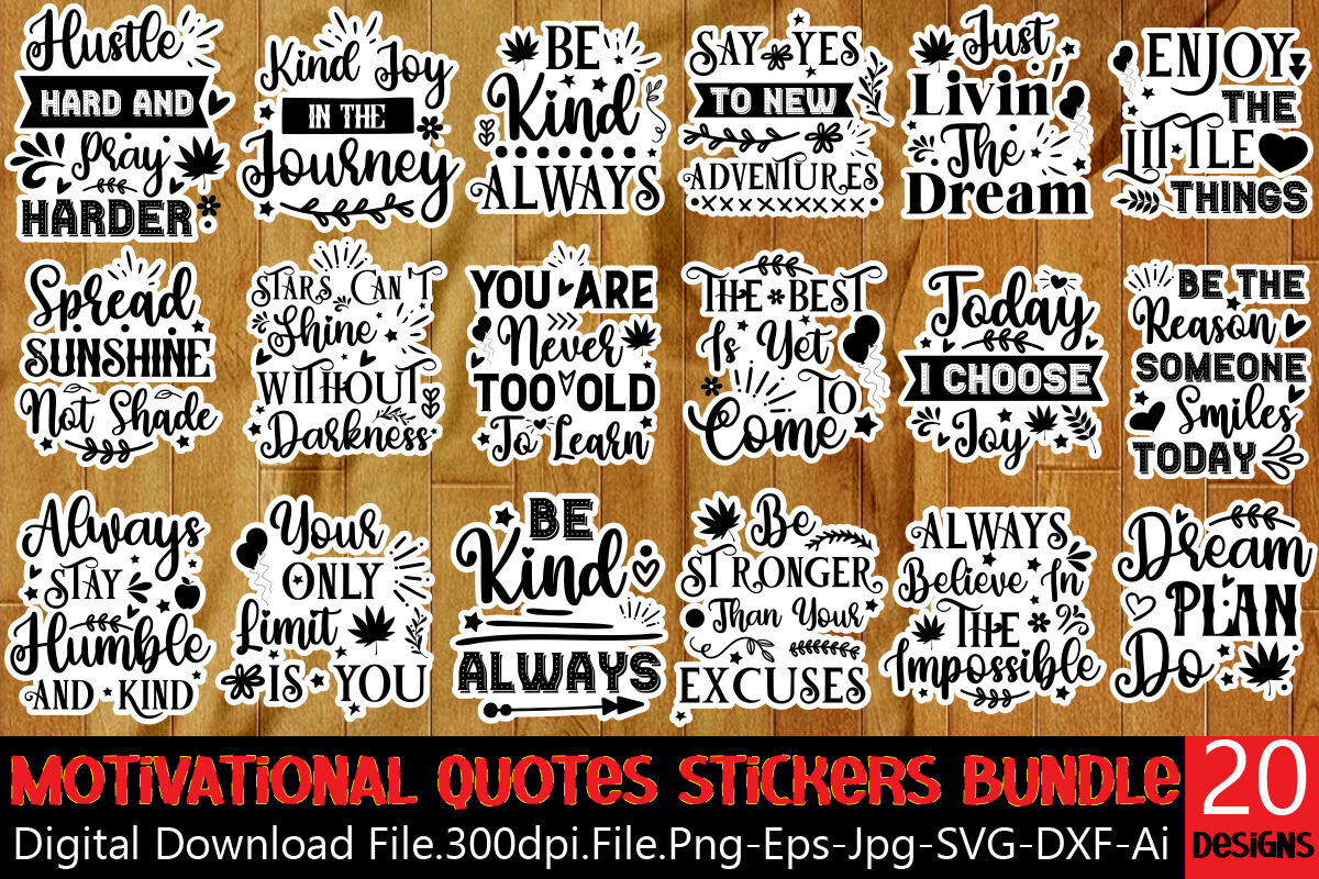 Motivational Quote Stickers Bundle Graphic by PRIYANKA STUDIO