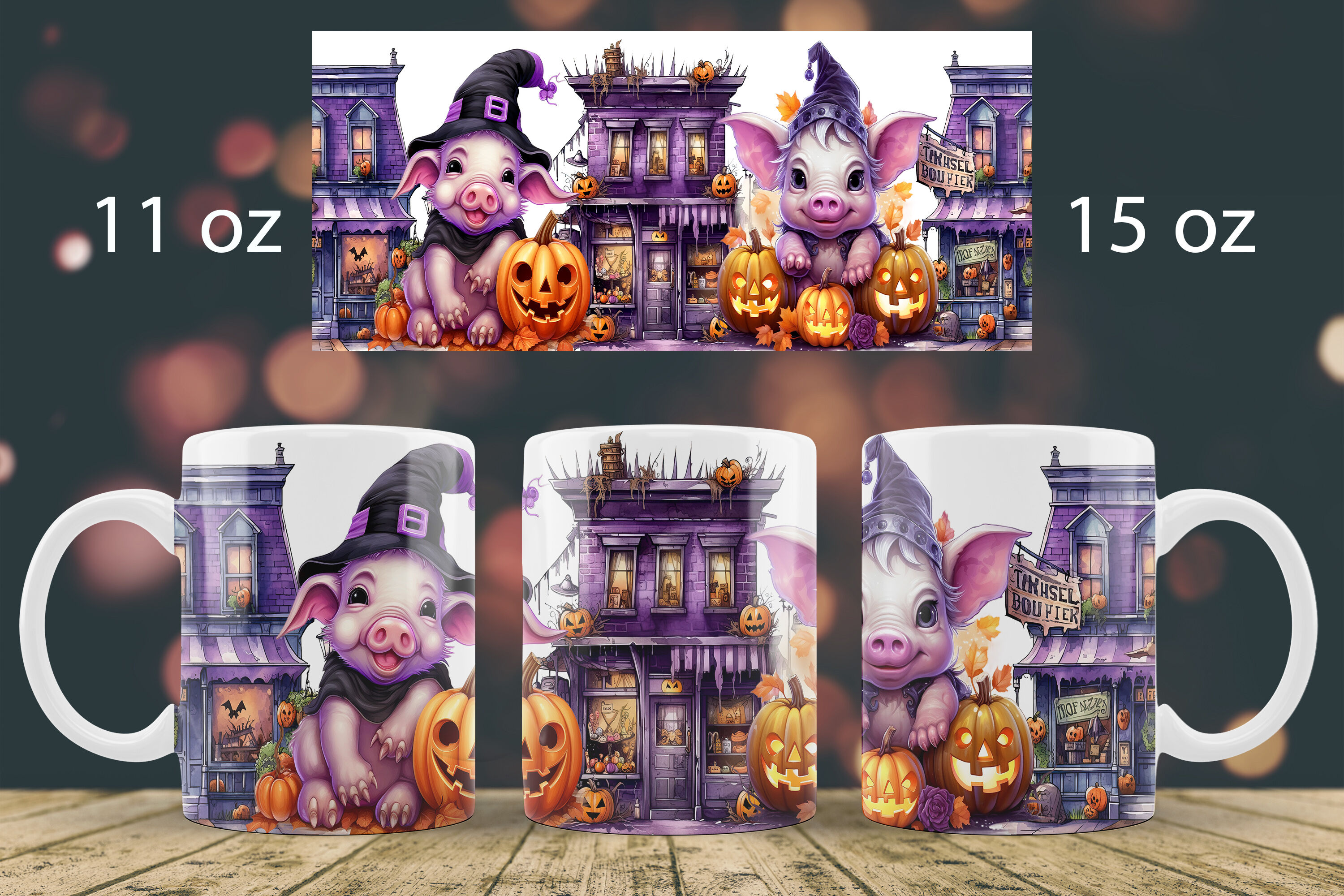 Halloween Mug Wrap, Halloween Sublimation Design 11oz & 15oz - So Fontsy