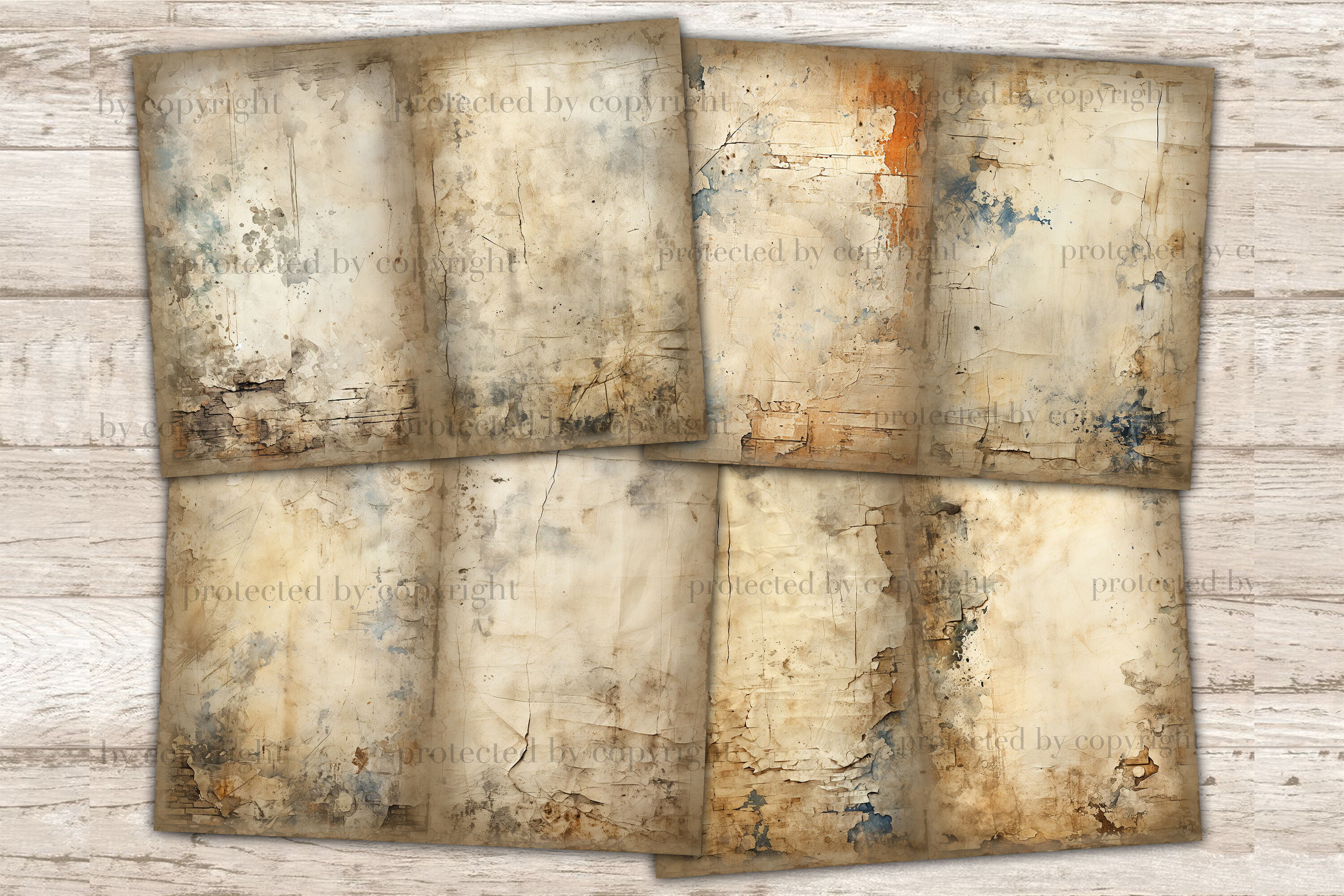 Distressed Junk Journal Pages, Blank Scrapbook Paper By GlamArtZhanna