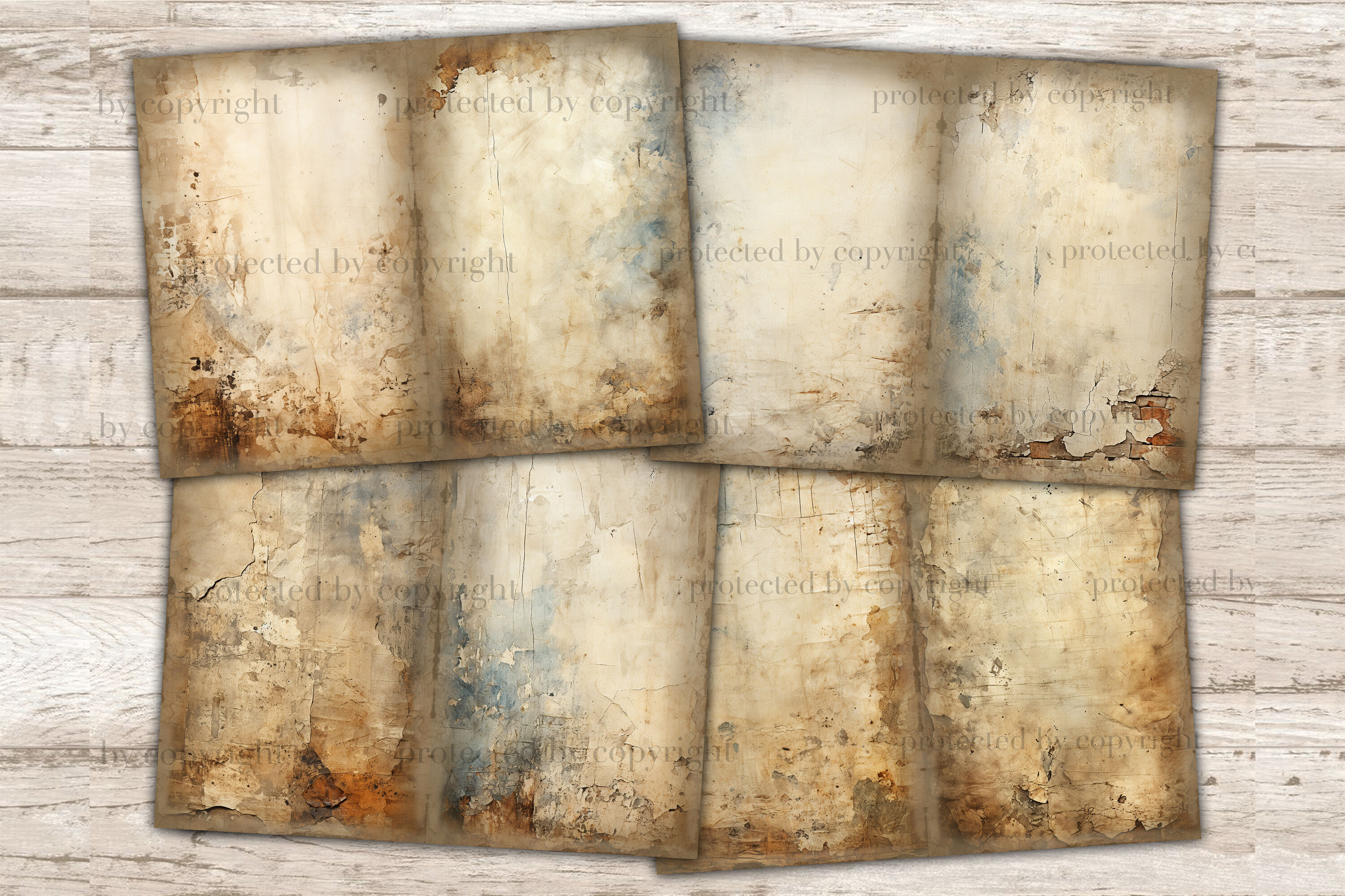 Distressed Junk Journal Pages, Blank Scrapbook Paper By GlamArtZhanna