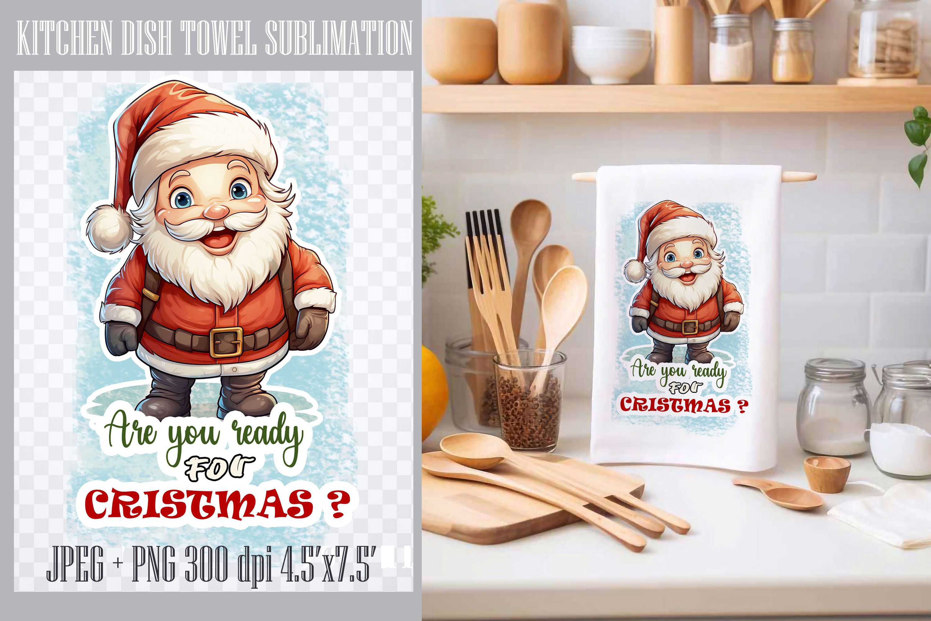 Christmas Kitchen Towel  Christmas Sublimation Designs