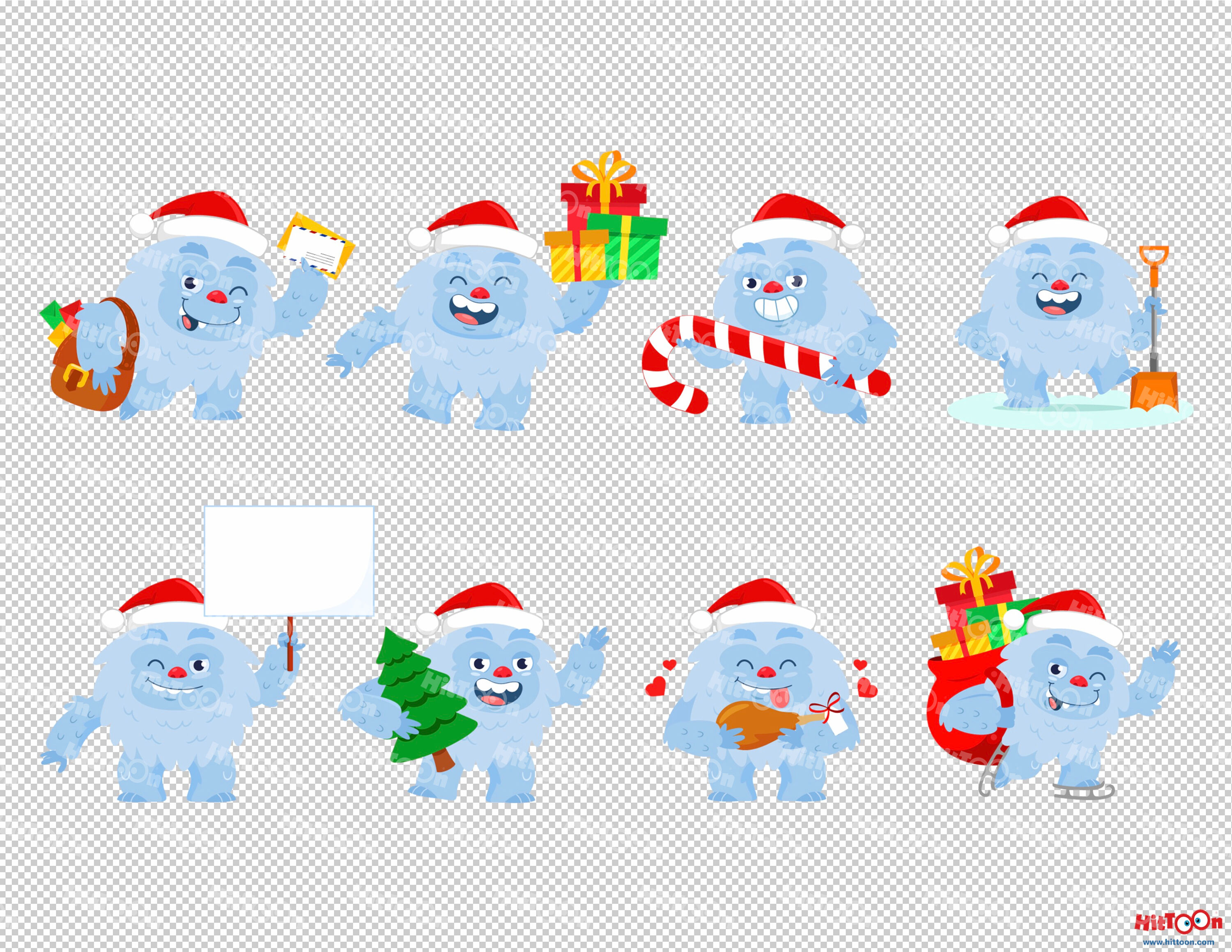 Premium Vector  The cute big yeti is playing with the christmas