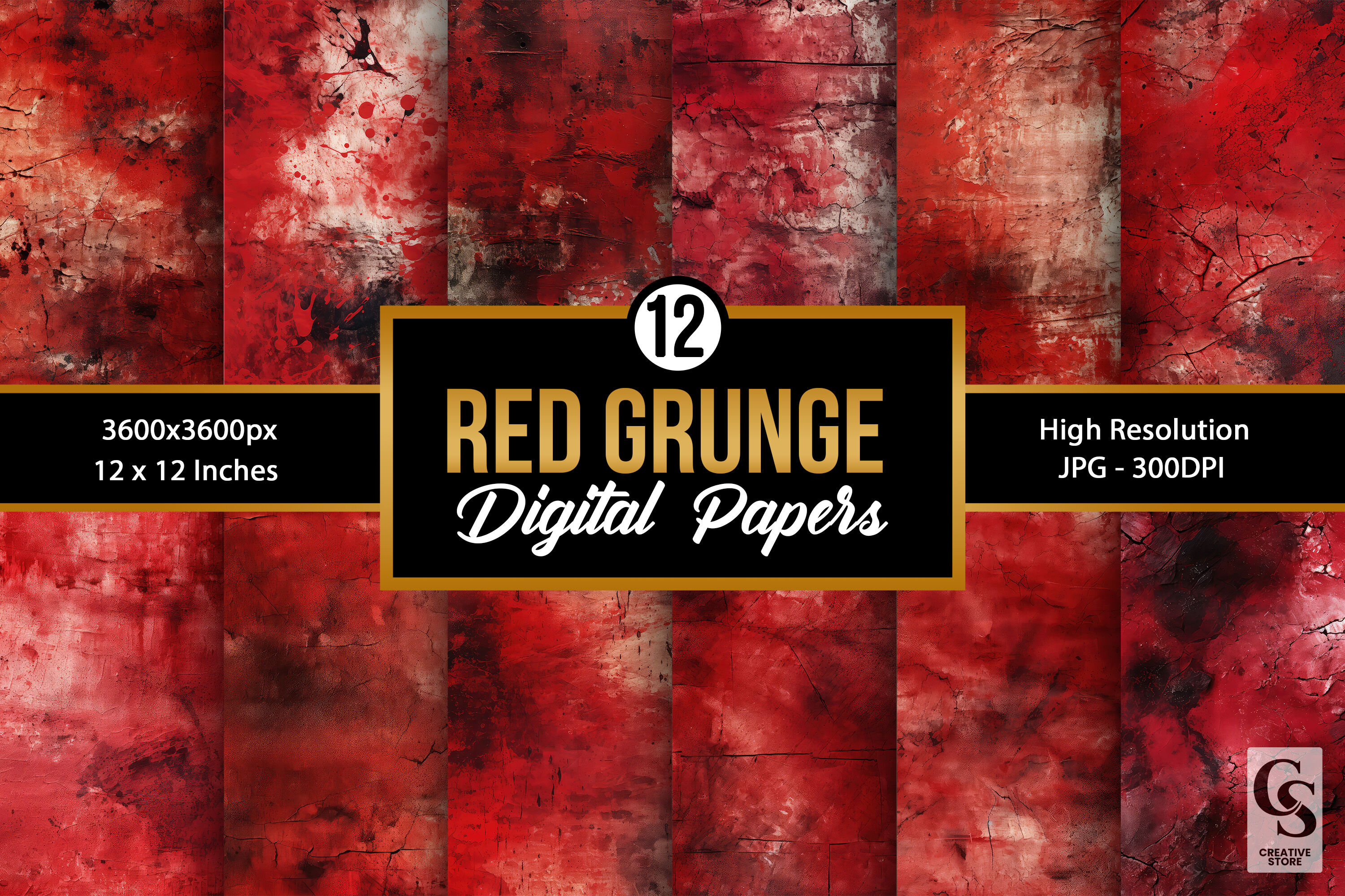 Red Grunge Texture Digital Papers By CreativeStore | TheHungryJPEG