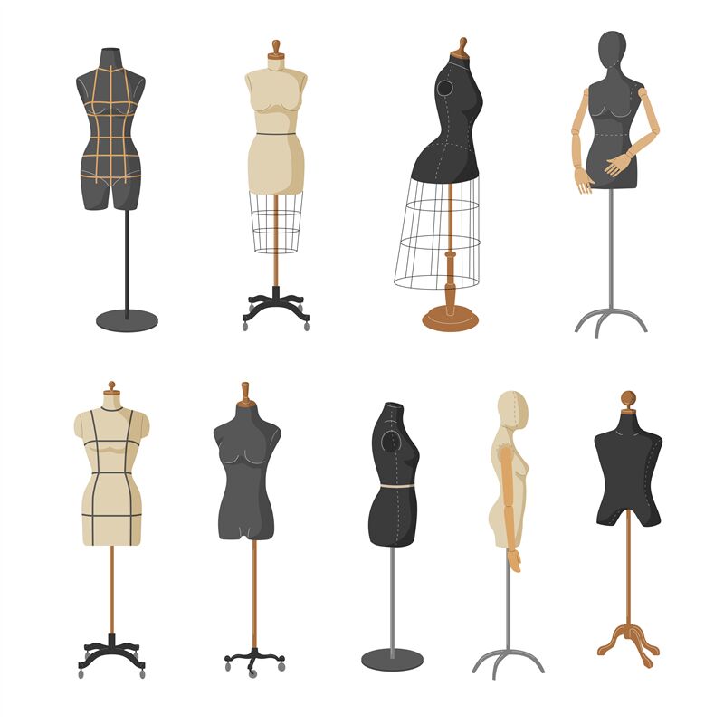 Tailor dummies. Female cartoon dummies models recent vector templates ...