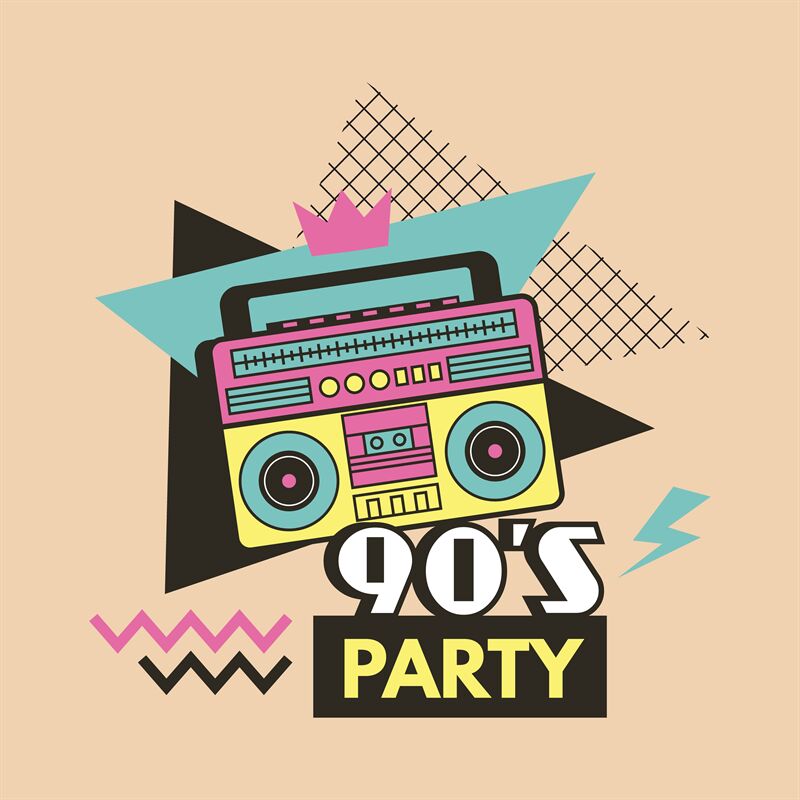 Retro poster. 90s music placard invitation for party. Vector template ...