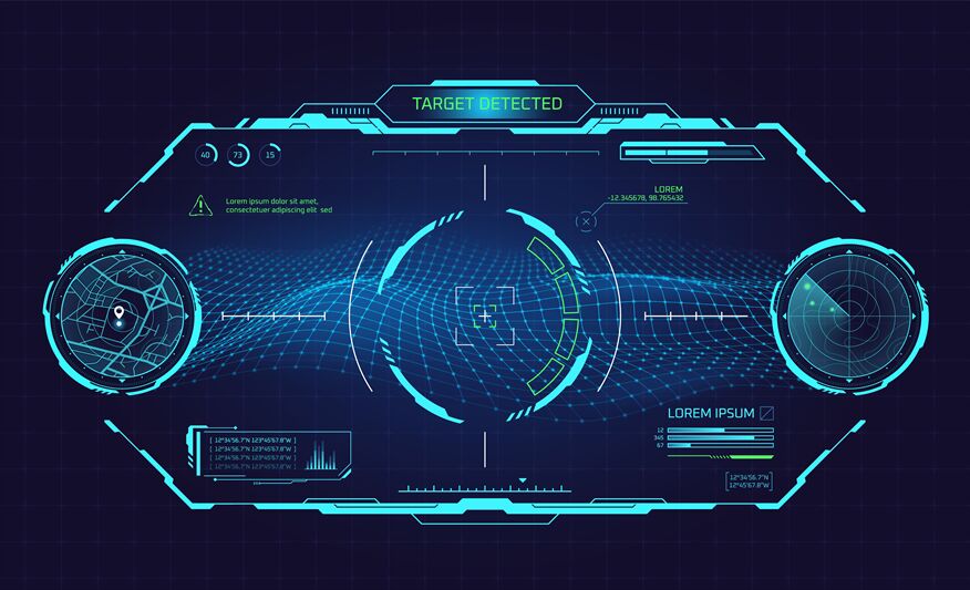 Cockpit vr dashboard. Hud spaceship hologram interface futuristic airc ...