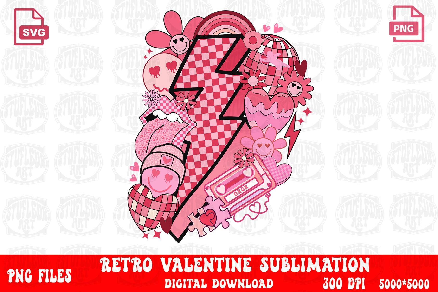 Retro Valentine Sublimation Design By Mimounart | TheHungryJPEG