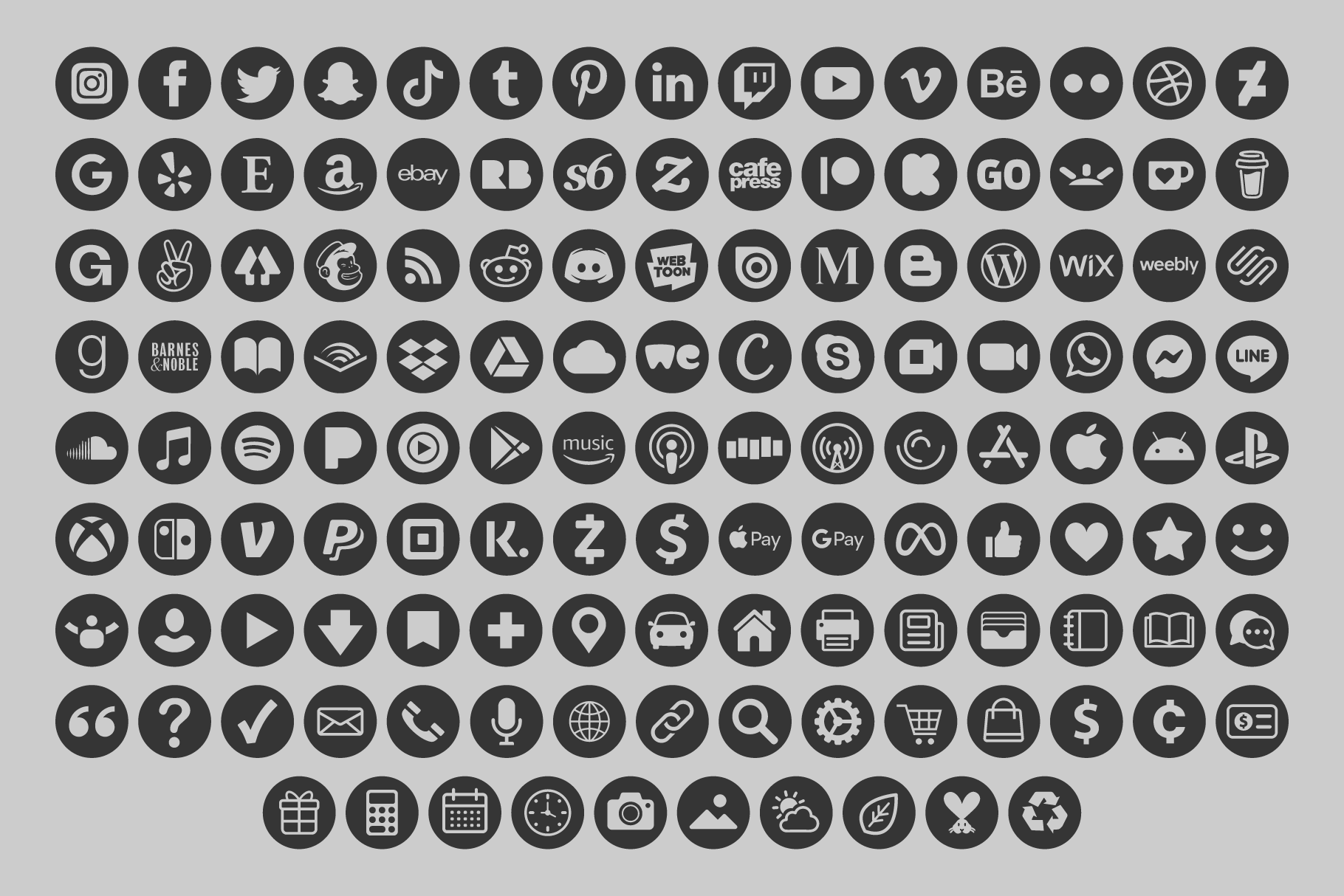Dark Gray Circle Social Media Icons Set By Running With Foxes ...