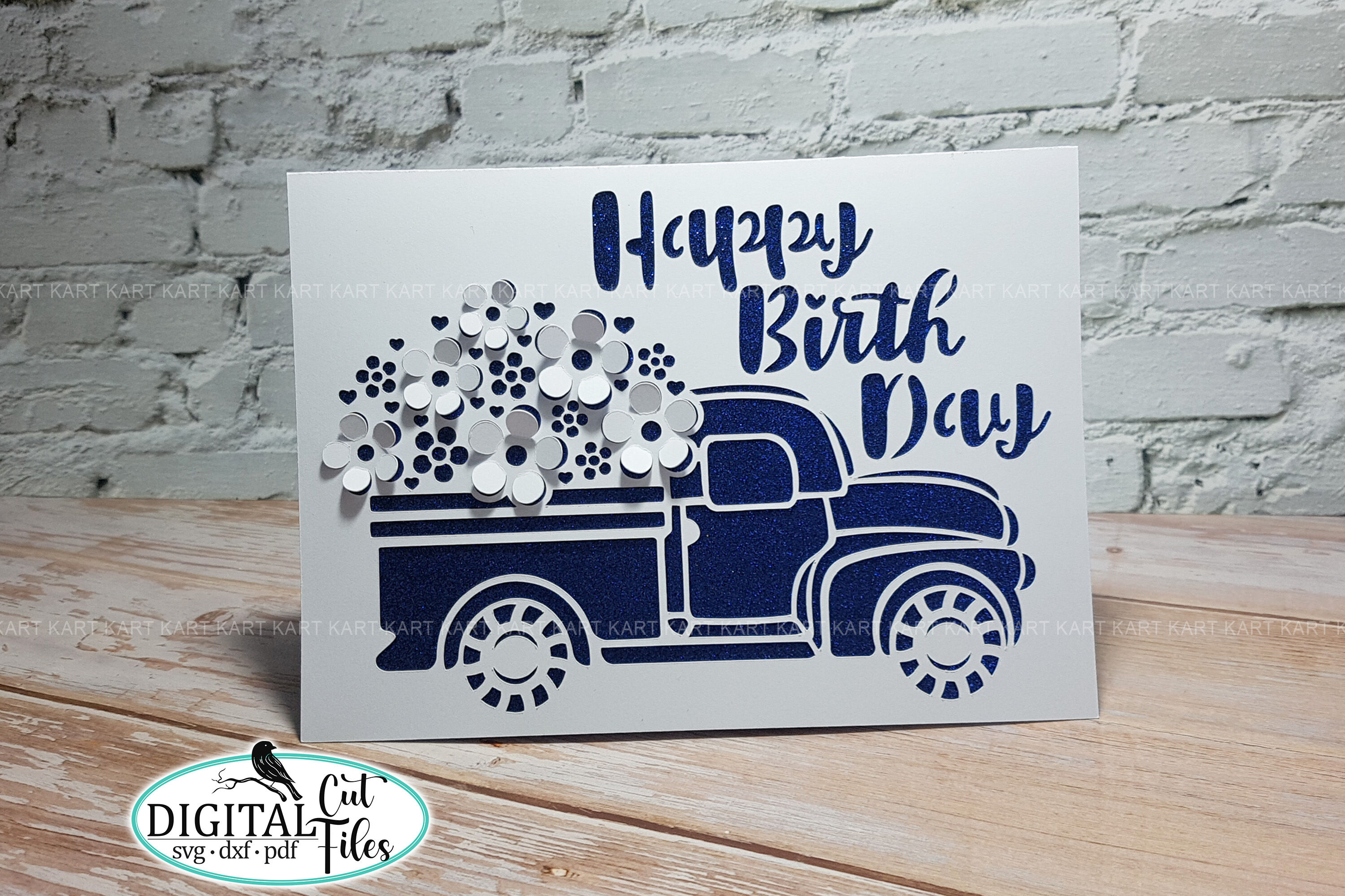 3D Pop-up Birthday day card svg Car with flowers card svg By ...