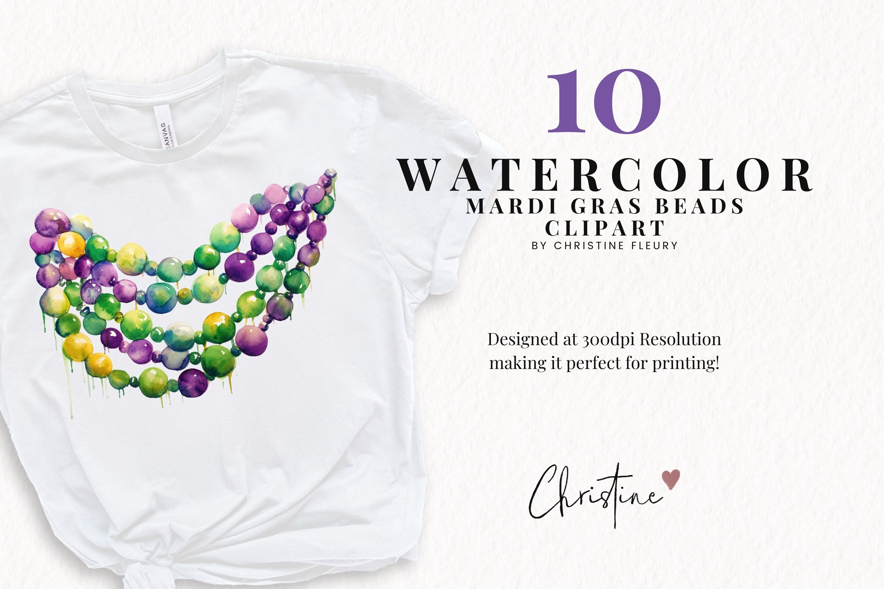 Watercolor Mardi Gras Beads Clipart By Christine Fleury Thehungryjpeg 