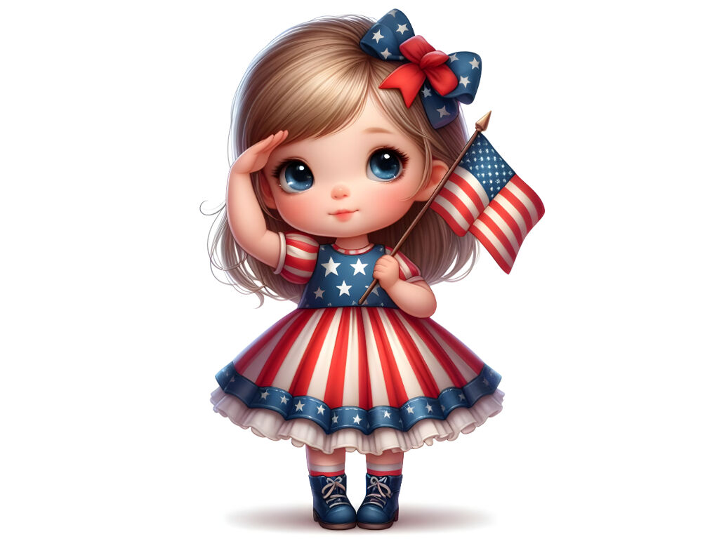 Illustration of a patriotic cute girl By dianaxstoyanova | TheHungryJPEG