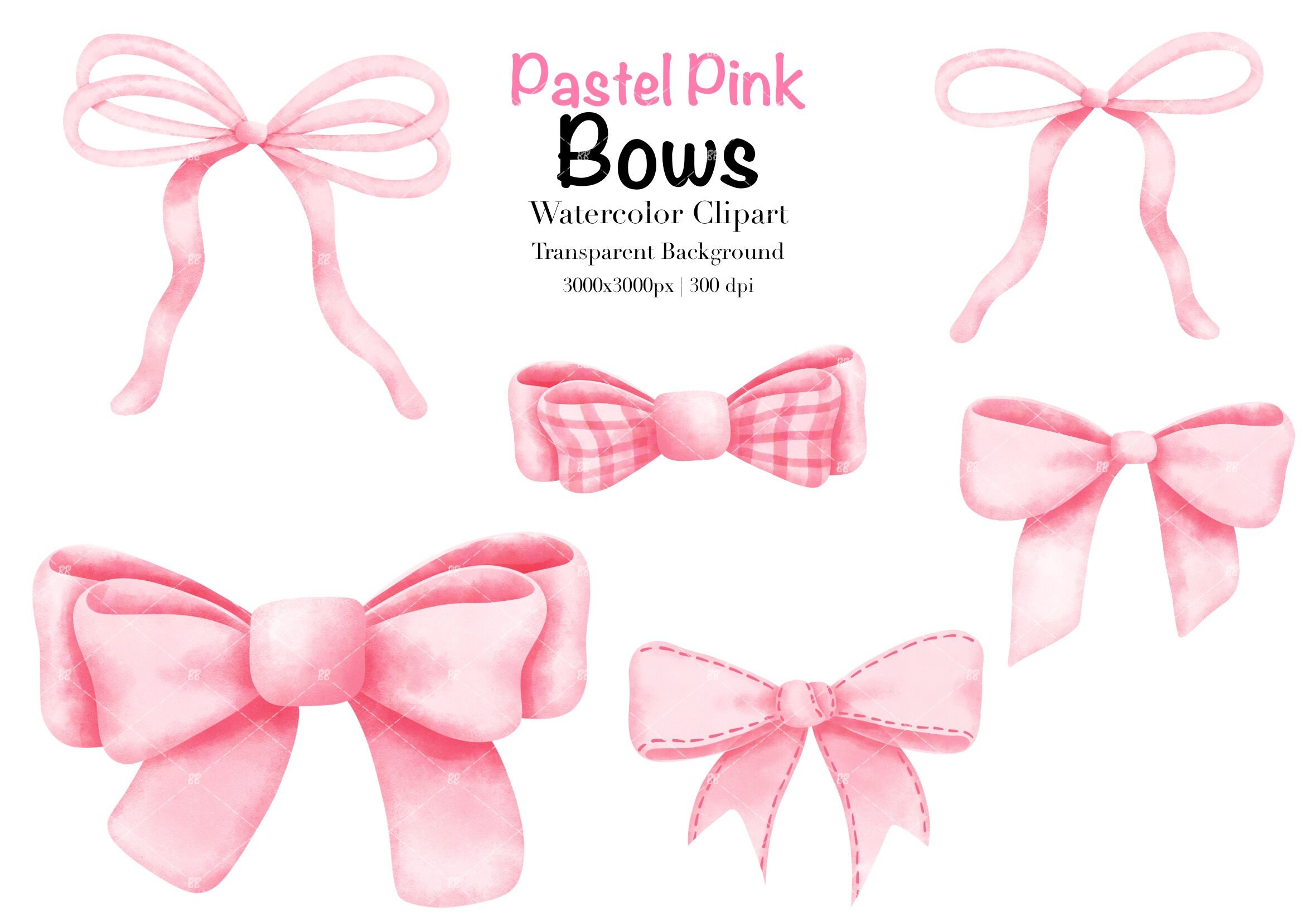 Watercolor Pastel Pink Couquette Bow Clipart. By KisbyArt | TheHungryJPEG