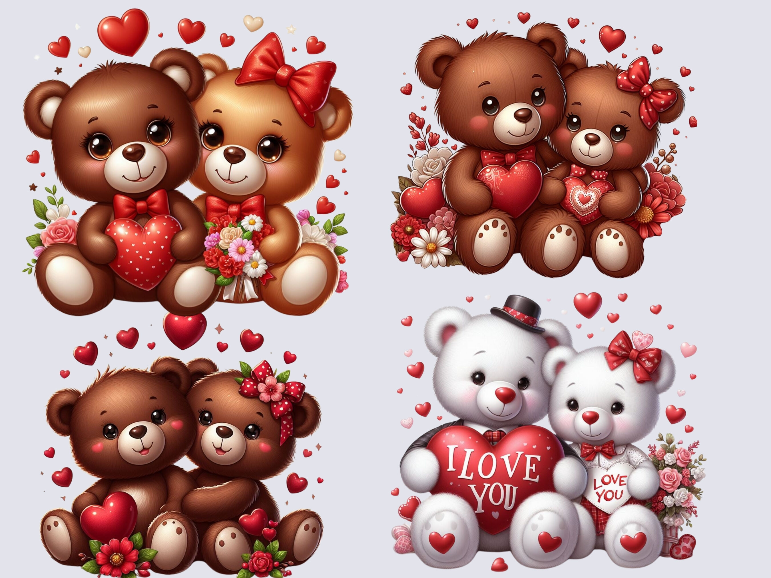 45 Valentines Teddy Bear Couple Clipart Bundle Couple Bear Clipart in ...