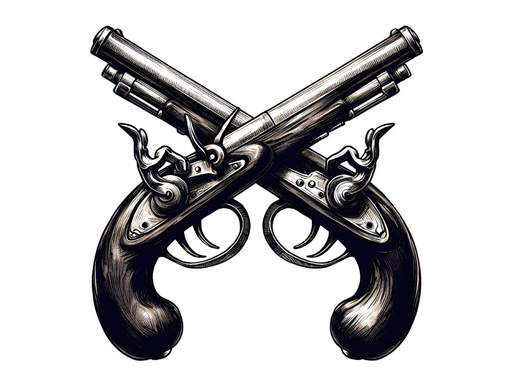 Crossed flintlock pistols By dianaxstoyanova | TheHungryJPEG