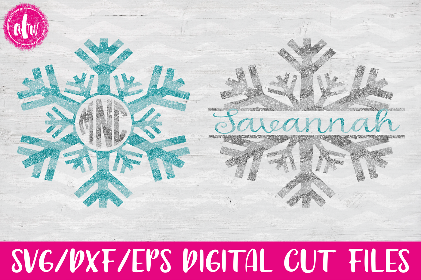 Winter Snowflake Monogram Svg Dxf Eps Digital Cut Files By Afw Designs Thehungryjpeg Com