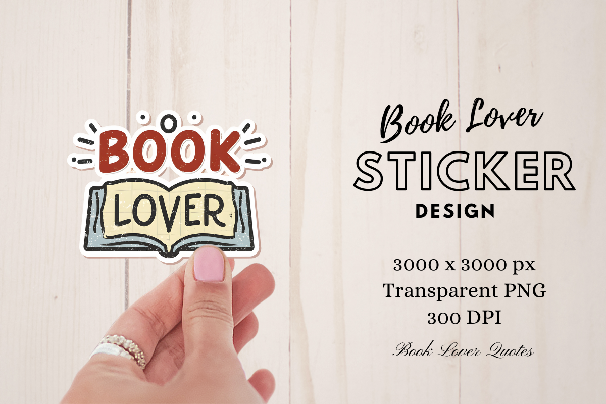 Book Lover Sticker Png By Dream Floral Clipart | TheHungryJPEG