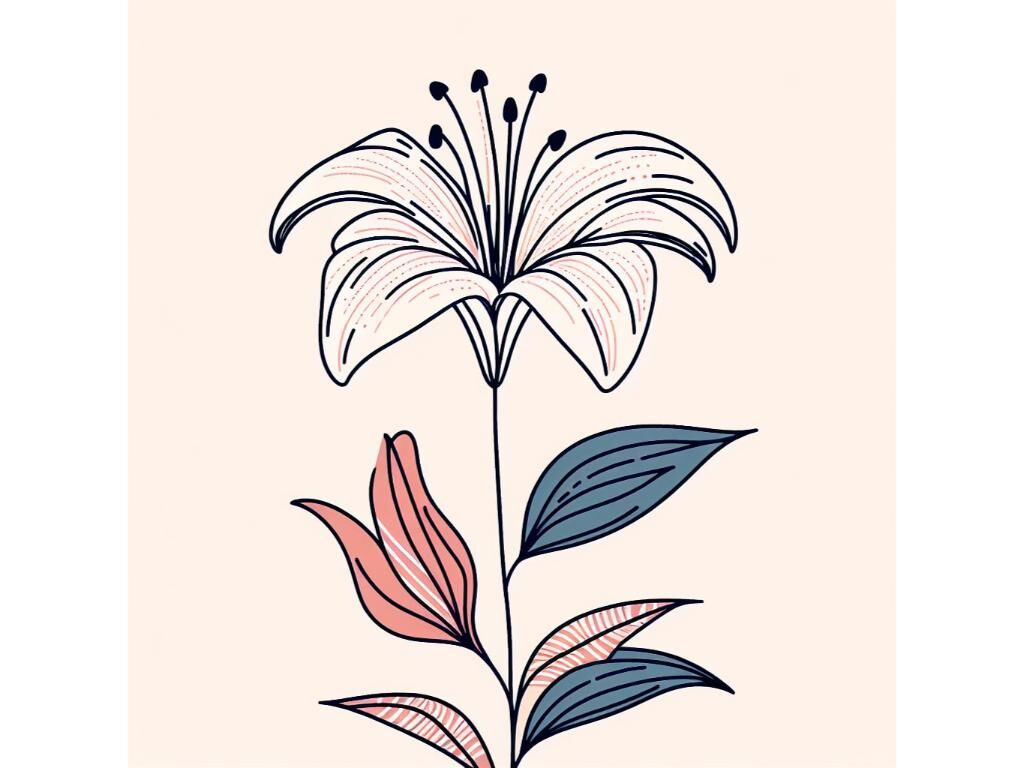 Trendy lily line art vector. Minimal drawing cute flower By ...