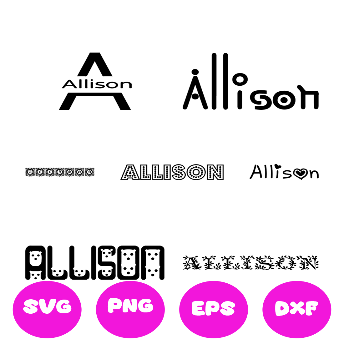 ALLISON GIRL NAMES SVG CUT FILE By Brilliant Digital Designs ...