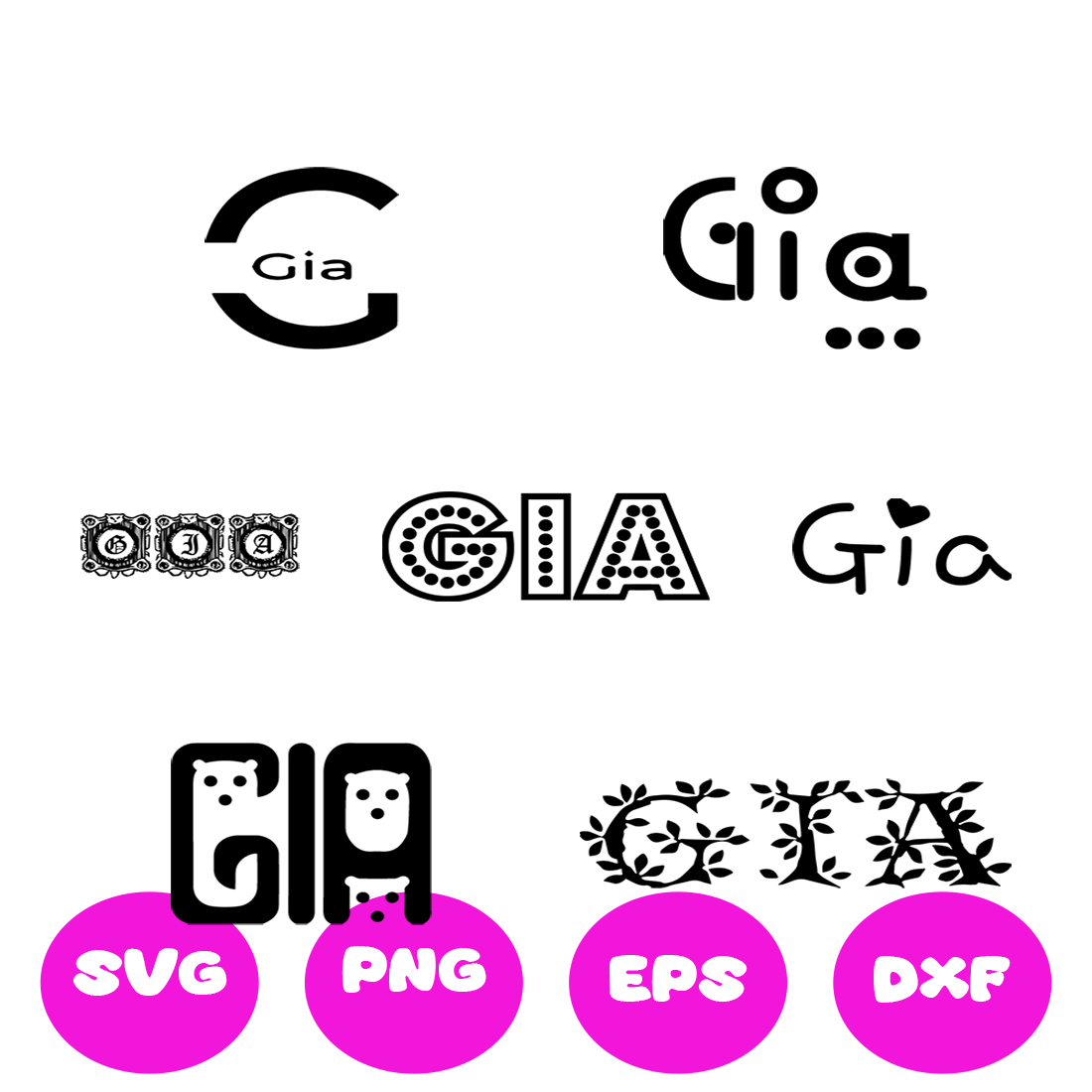 GIA GIRL NAMES SVG CUT FILE By Brilliant Digital Designs | TheHungryJPEG