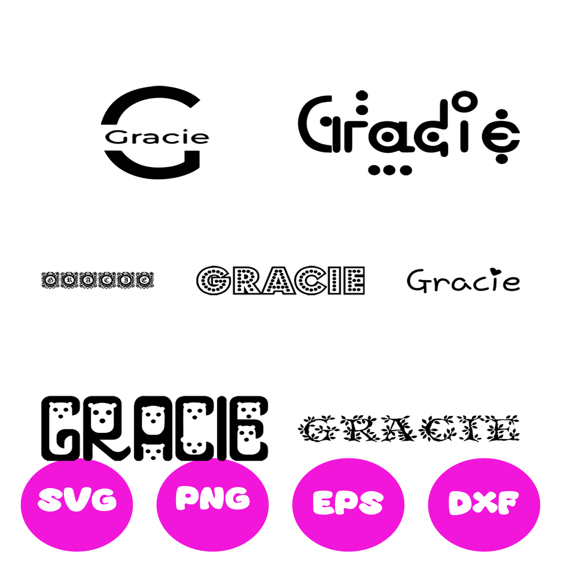 GRACIE GIRL NAMES SVG CUT FILE By Brilliant Digital Designs | TheHungryJPEG