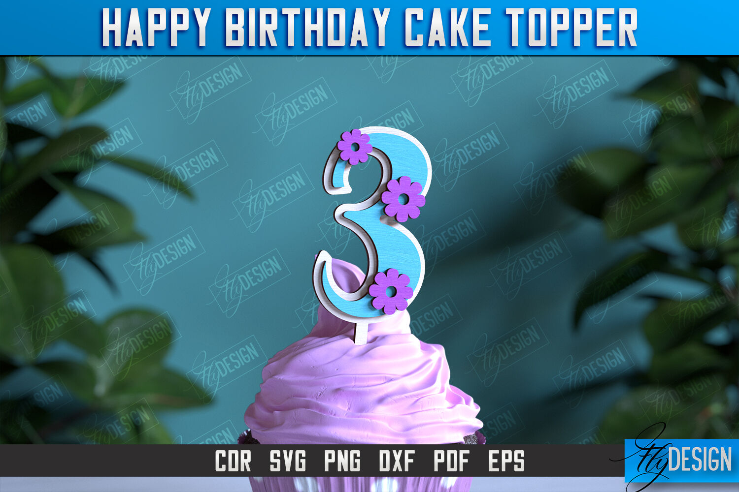 Happy Birthday Cake Topper | Anniversary | Cupcake Topper | CNC File By ...