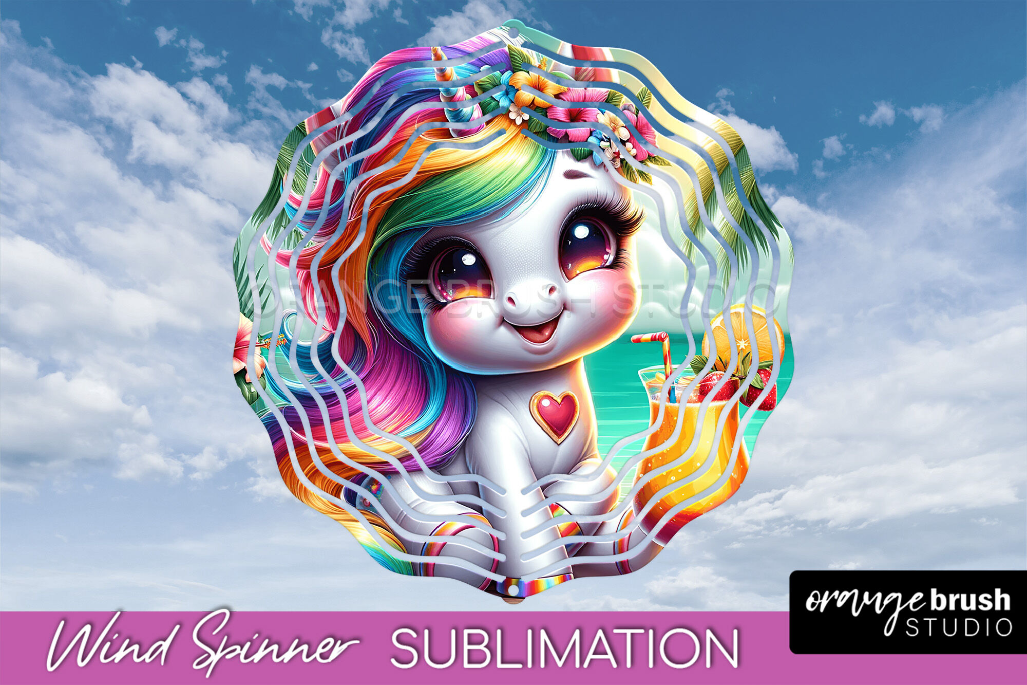 Unicorn Wind Spinner PNG - Summer Wind Spinner Sublimation By Orange ...